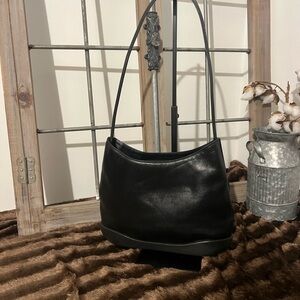 Bally Vintage Black Leather Shoulder Bag with Rubber Bottom